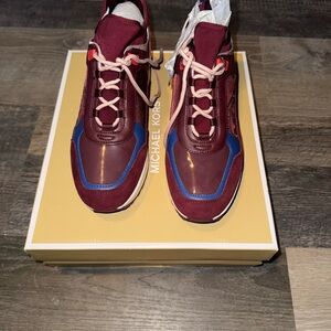 Michael Kors Women Burgundy and Blue Sneakers